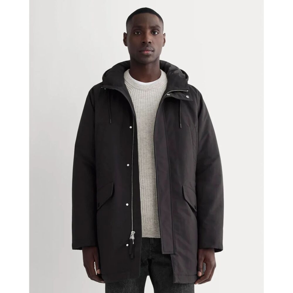 Everlane The Parka Long Black Hooded Coat in Large NWOT